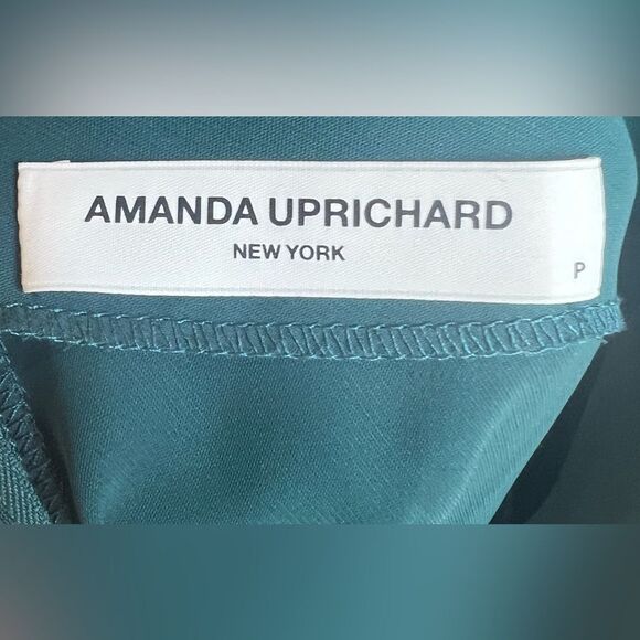 Amanda Uprichard Dark Green Polyester Halter Top Blouson Mini Dress Size XS 0/2 - Picture 5 of 6